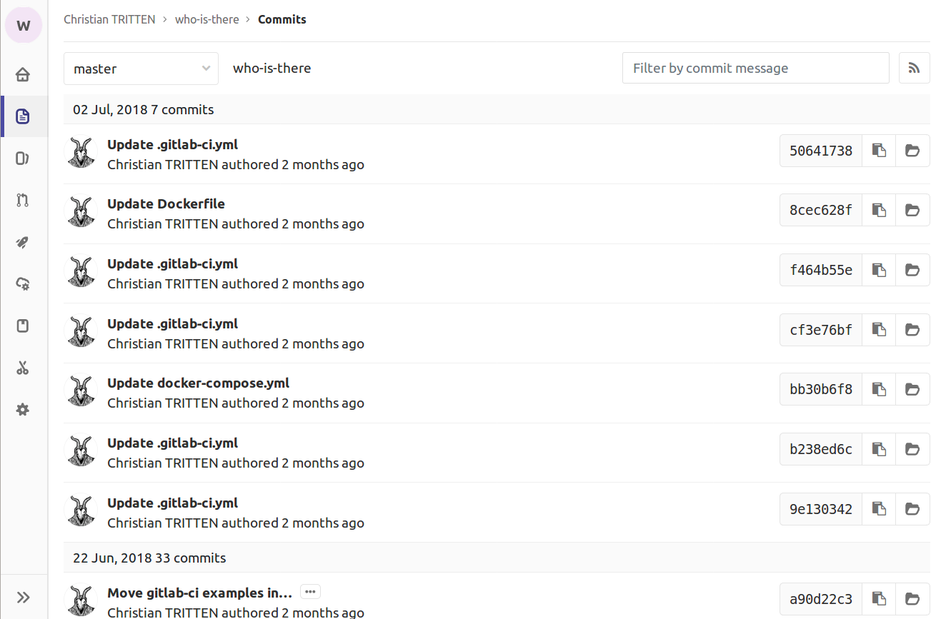 gitlab screen commits