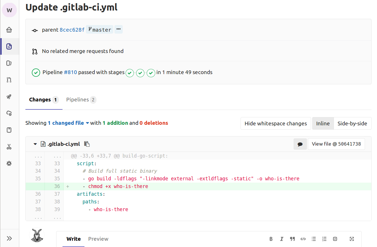 gitlab screen commit diff